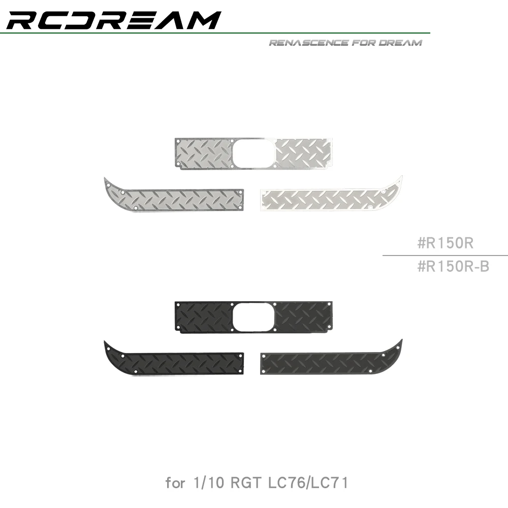 RCDream 1/10 Stainless Steel Decorative Sheets Metal Protective Plates for RGT LC71/LC76 Rear Bumper #R150R