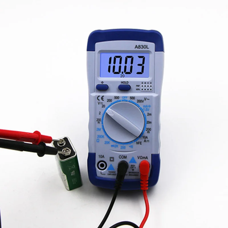 A830L Multimeter Handheld Digital Ammeter Voltmeter High Precision Digital Display Meter 830B