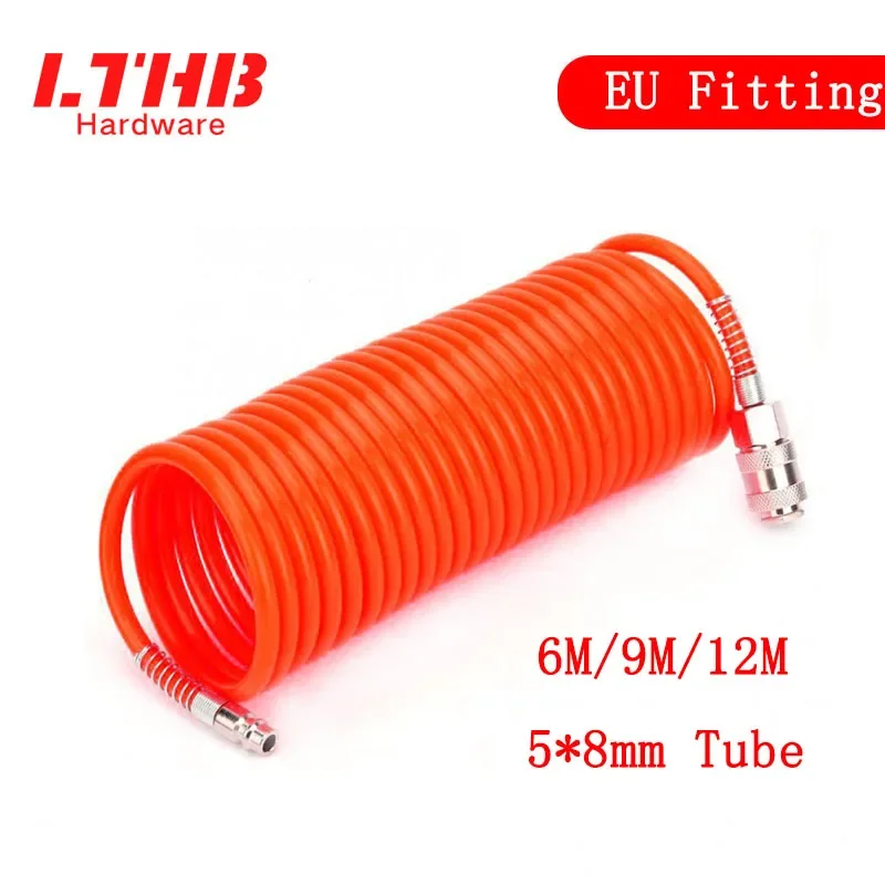 

PU Air Hose Flexible Tube With European Connector for Compressor 6M 9M 12M Spring Pipe 8x5mm Pneumatic tool