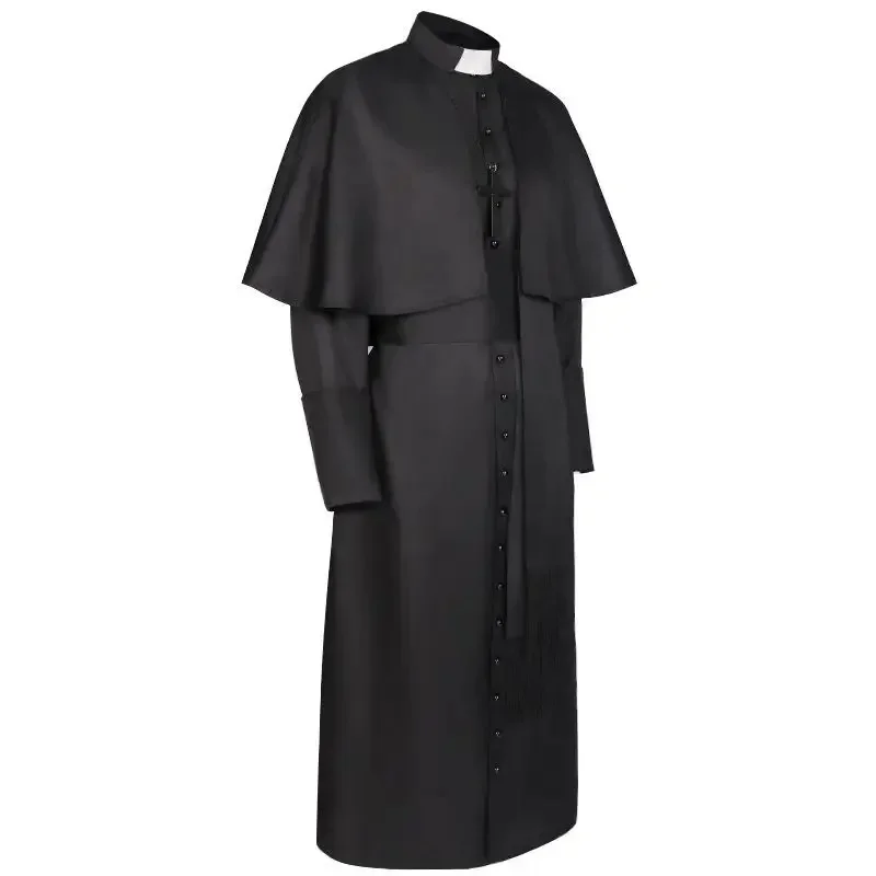 Costume de Prêtre Médiéval Catholique, Robe Religieuse Romaine Rétro, Soutane de Pape, Pasteur, Père, Messe, Missionnaire, Robe de Clergé Complète 93Zg0