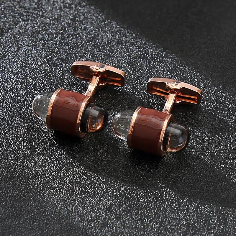 Fashion Personalized Men's Bullet Head White Crystal Cufflinks Copper Material French Shirt Button Party Clothing Jewelry