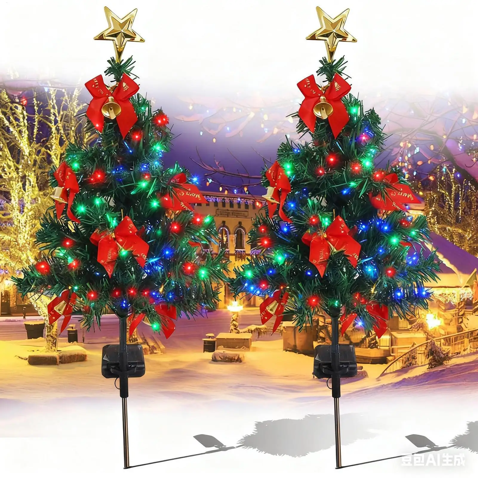 

Solar Christmas tree Lights Outdoor Waterproof Garden Lamps Prelit Christmas Trees holiday decorations for Pathway Patio Lawn