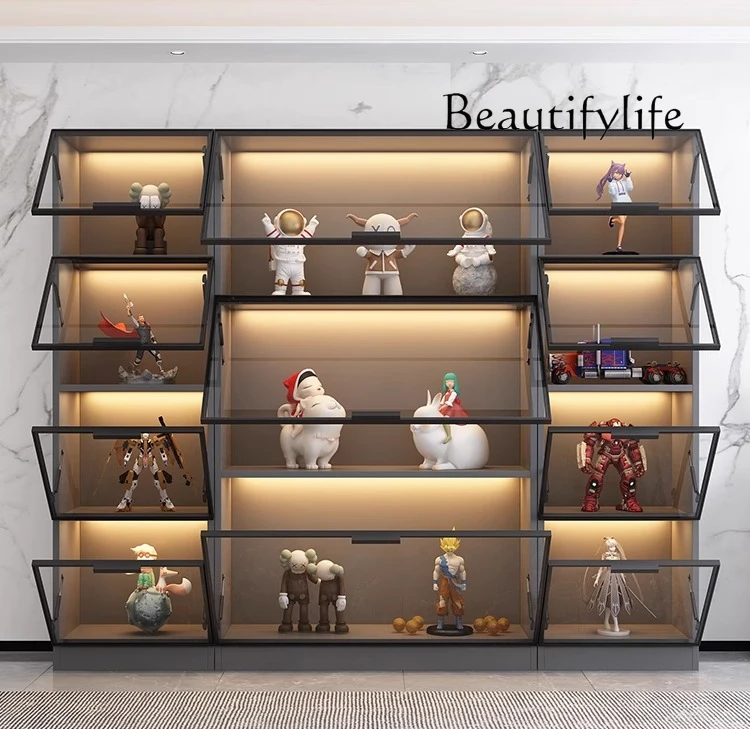 

Customized bookcase with glass door, whole wall dust-proof bookshelf, light luxury display display, household living room
