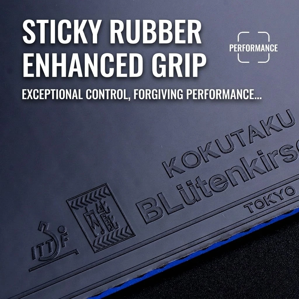 Kokutaku Table Tennis Racket Rubber Sound Shock Blue Sponge Anti-Stick Sticky Loop Fast Attack High-Density Rubber