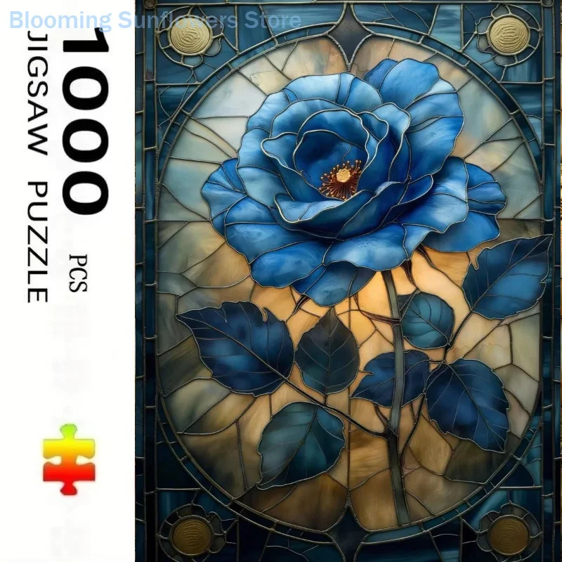 Jigsaw Puzzle 1000 Pieces Stained Glass Style Painting Paper Puzzle for Adults, Relaxing Game, Christmas & Birthday Gift