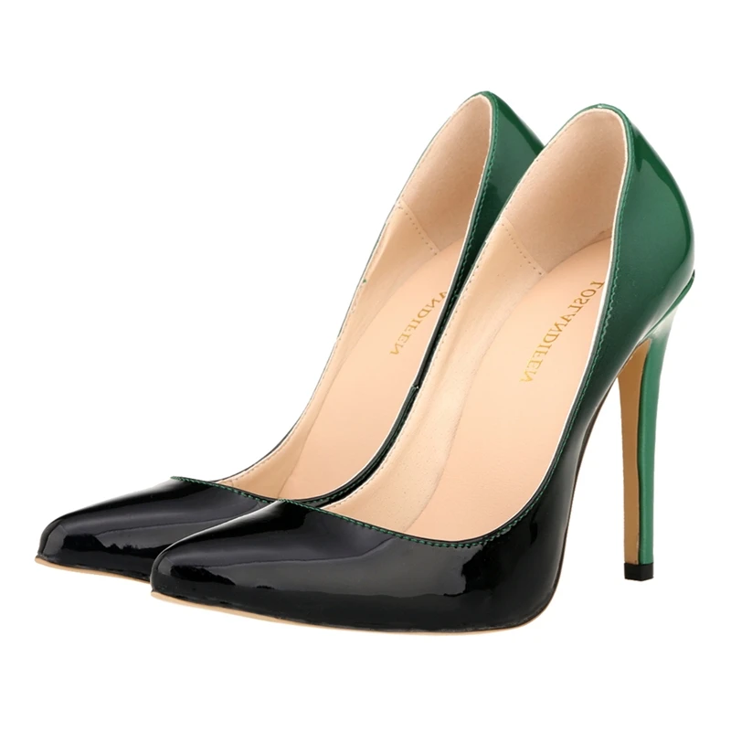 

Gradient Color Pointed Toe Patent Pu Leather High Heels Newest Woman Classic Wedding Pumps Official Leisure Party Shoes A0074