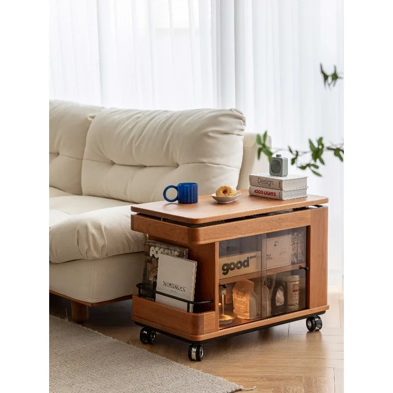 Lifting top coffee table with removable adjustable shelves Small wooden table with hidden compartment storage