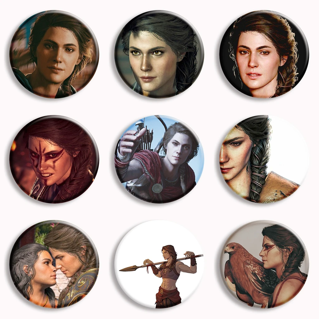 كاساندرا لينة زر دبوس Alexios Kyra Fanart دبابيس لعبة شارة حقيبة اكسسوارات الديكور المشجعين جمع ألعاب الهدايا #1