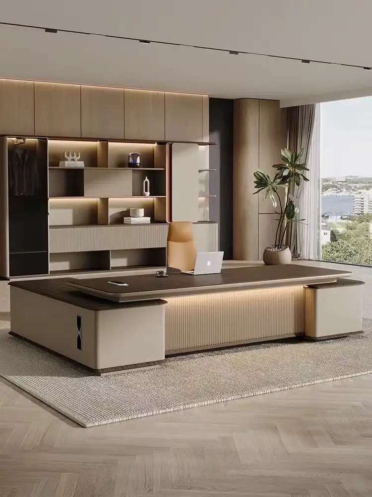 

Imported High Quality Solid Wood Particles Thickened Countertop Office Desk Modern Design Extendable Convertible Features E1