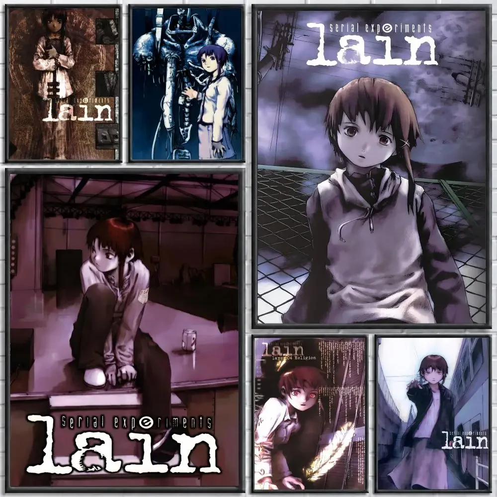 Anime Serial Experiments Lain Poster Poster Wall Sticker Waterproof Self Adhesive HD Art Bedroom Bar Decor