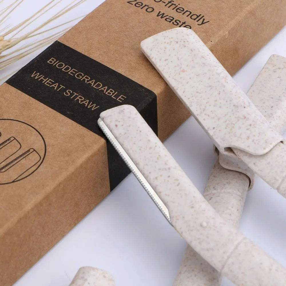 3/6/9PCS Wheat Straw Dermaplaning Blade Biodegradable Eco-friendly Facial Hair Razor Stainless Steels Eyebrow Shaper Women