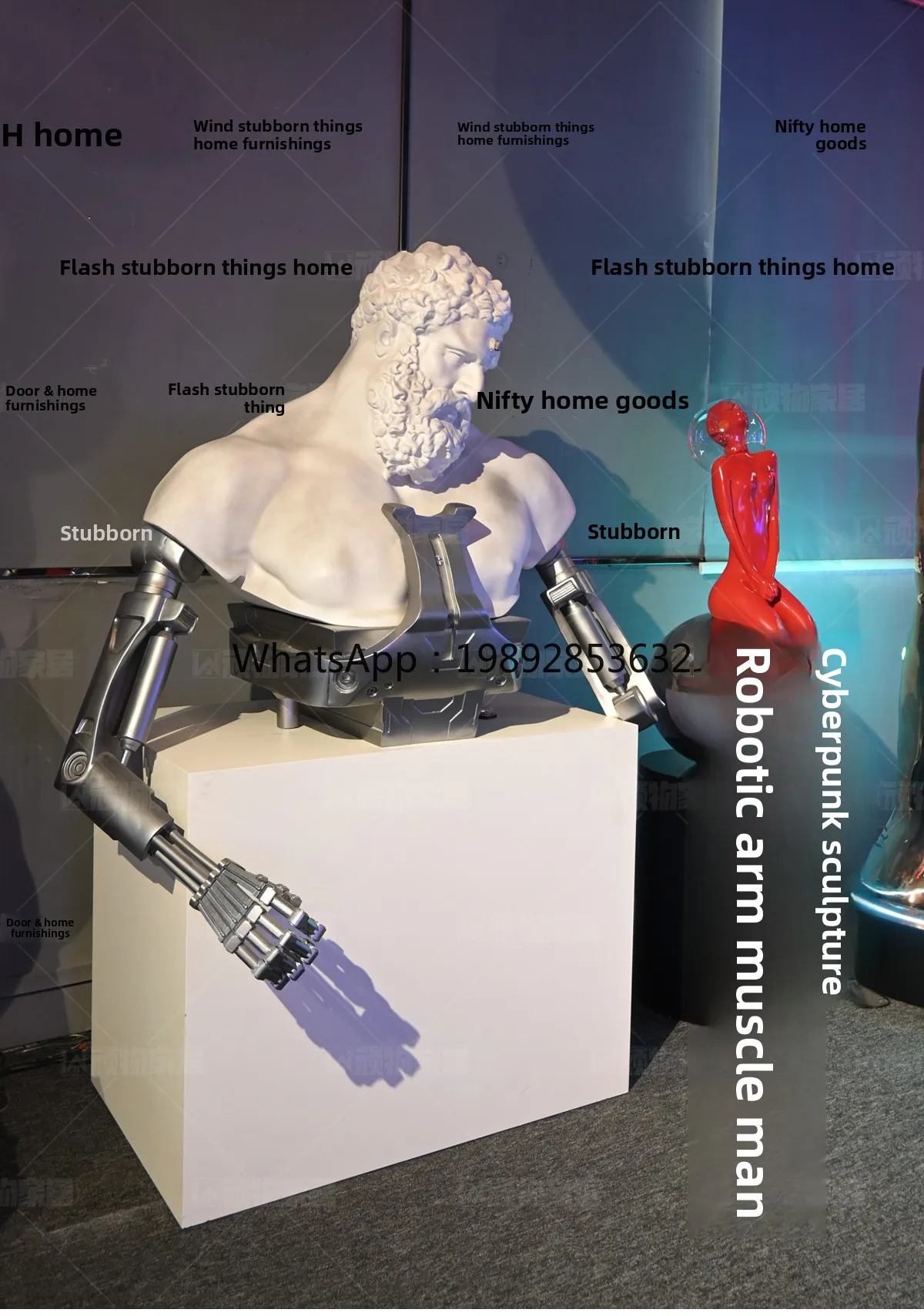 LYY الإبداعية العصرية الميكانيكية هرقل النحت Cyberpunk الألياف الزجاجية الإنترنت المشاهير الجدار زينة زخرفية #5