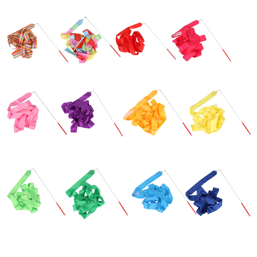 2/3/5 2 Meters Ribbon Wands Girls Rainbow Decorations Twirling Rod Stick Portable Party Gymnastics Dance Streamers Kids