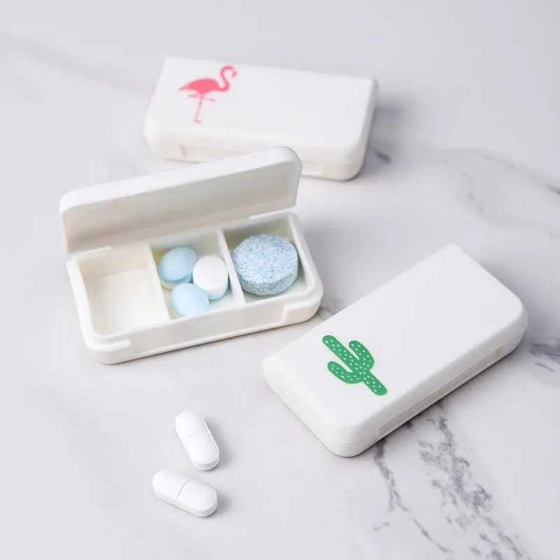 3 Grids Mini Pill Case Plastic Travel Medicine Box Cute Small Tablet Pill Storage Organizer Box Holder Container Dispenser Case