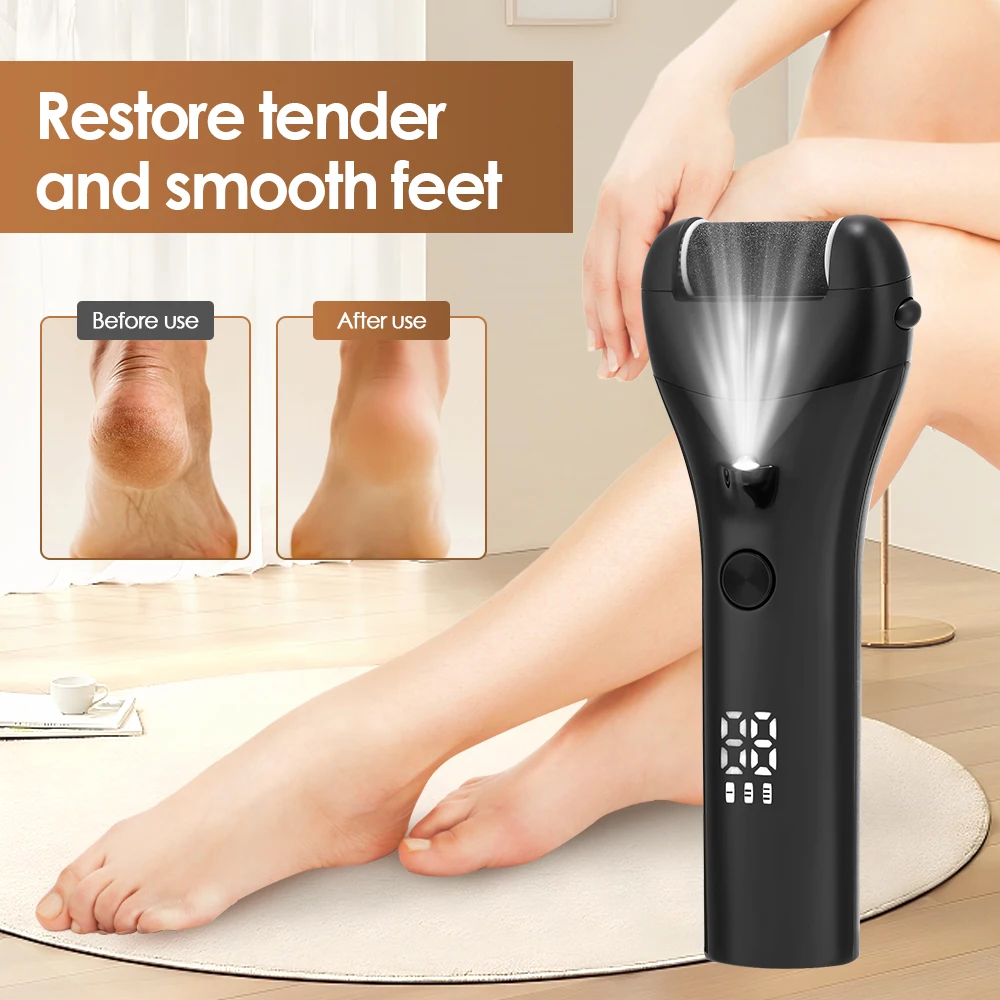 Electric Foot Grinder with Digital Display Rechargeable Callus Remover IPX4 Portable Foot File Heel Dead Skin Callu Removal Tool