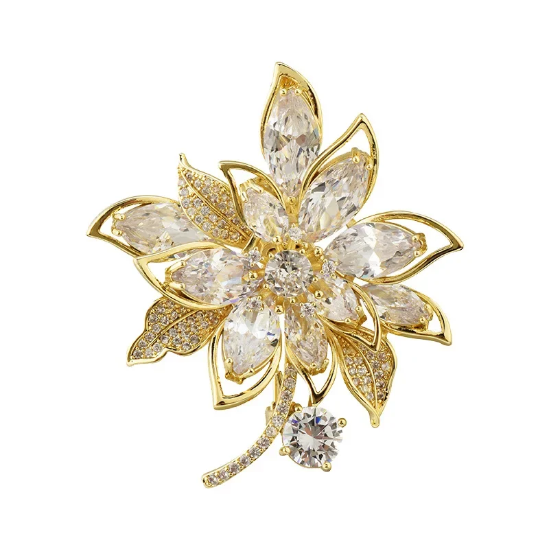 بروش زهرة الكركديه 2025، طراز أنثوي راقي، معطف بروش كريستالي، إكسسوارات دبوس رائعة كلاسيكية، هدايا المهرجانات