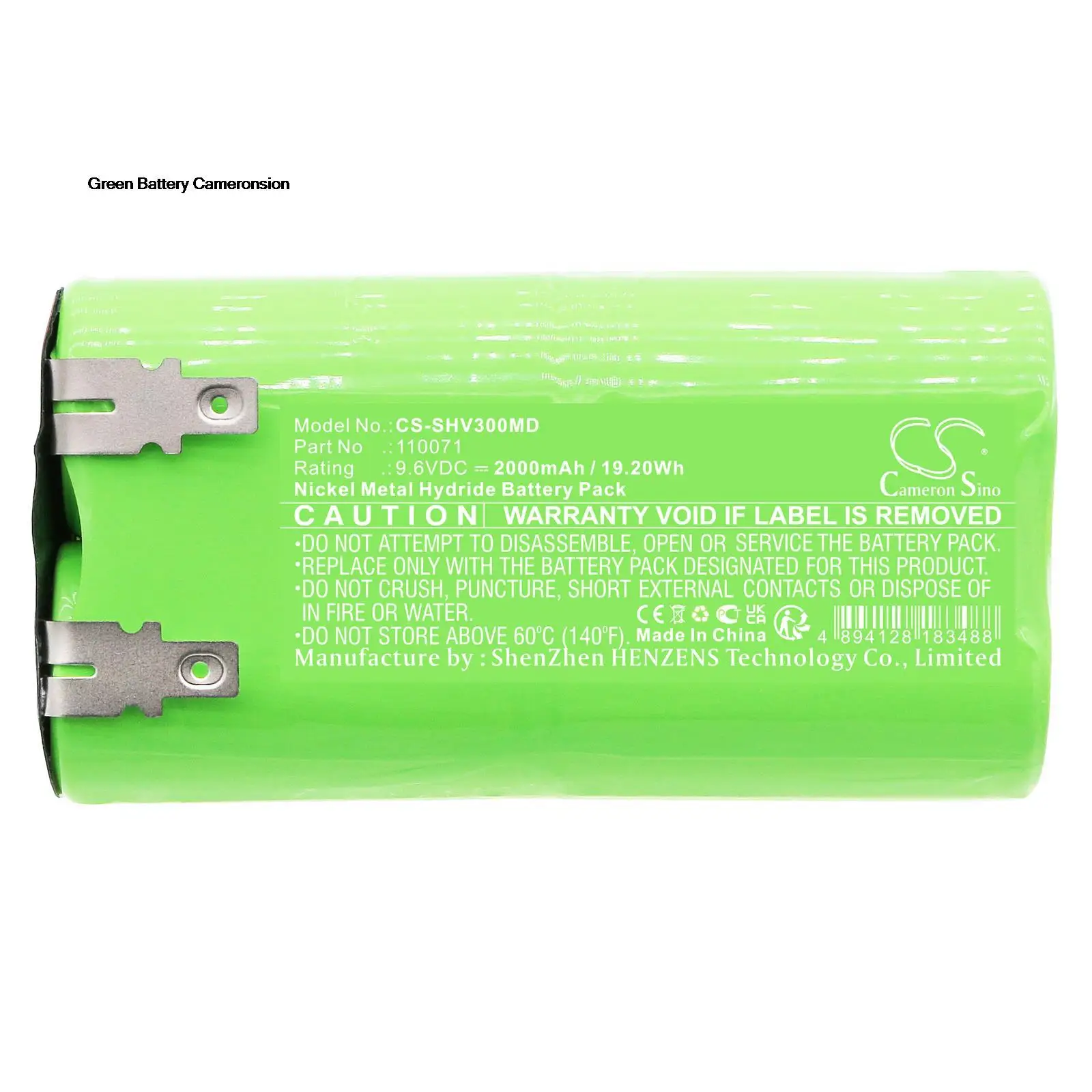 

GreenBattery CameronSino 2000mAh 19.2Wh 9.6V Medical Ni-MH Battery for Schiller Cardiograph CV3,CV6,110071