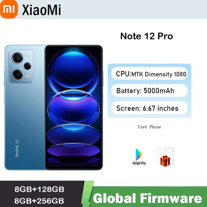 البرامج الثابتة العالمية Xiaomi Redmi Note 12 Pro الذكية 1080 OIS كاميرا MediaTek الأبعاد 120 هرتز AMOLED عرض شاحن الهاتف المستخدم #1