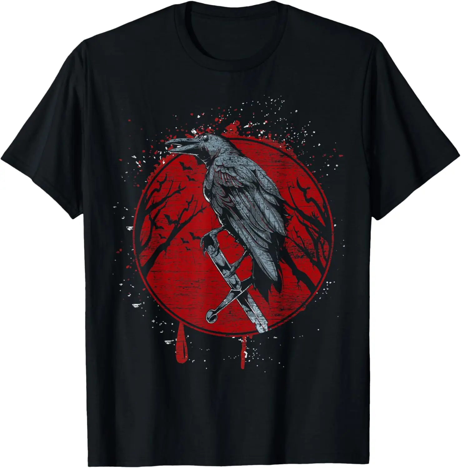 

Halloween Raven Red Moon Spooky Night Crow T-Shirt