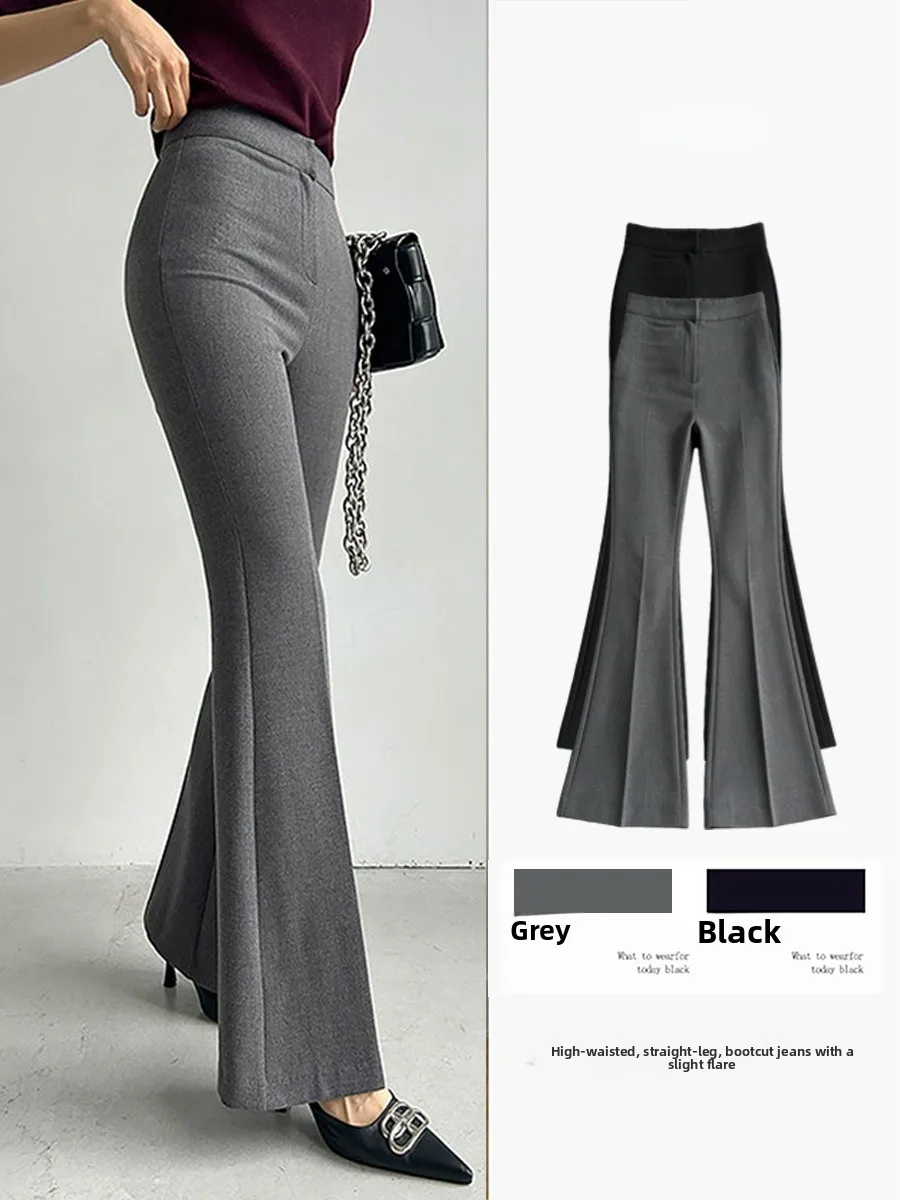 

ay High Waist Slimming Casual Wide Leg Pants Women's Spring Autumn New Sle Commute Faion Polyester Fiber Zipper Design