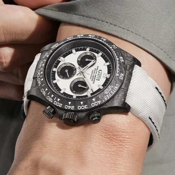 

BONEST GATTI Men Automatic Watch Pilot 39mm Chronograph Mechanical Wristwatch Carbon Fiber Case Luminous Sapphire Mirror