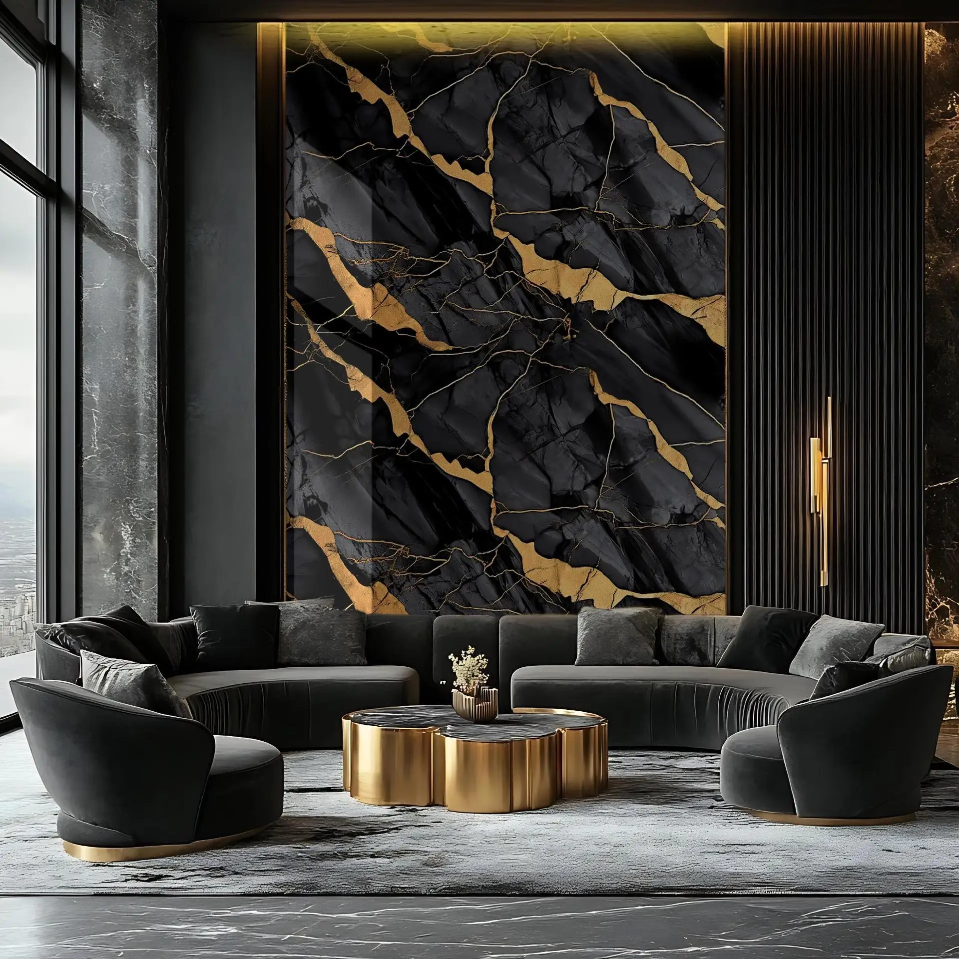 40x300cm Luxury Gold Vein Marble Self-Adhesive Wall Panel - Impact Protection Foam for TV Feature Wall Bedroom Easy DIY Home view 4