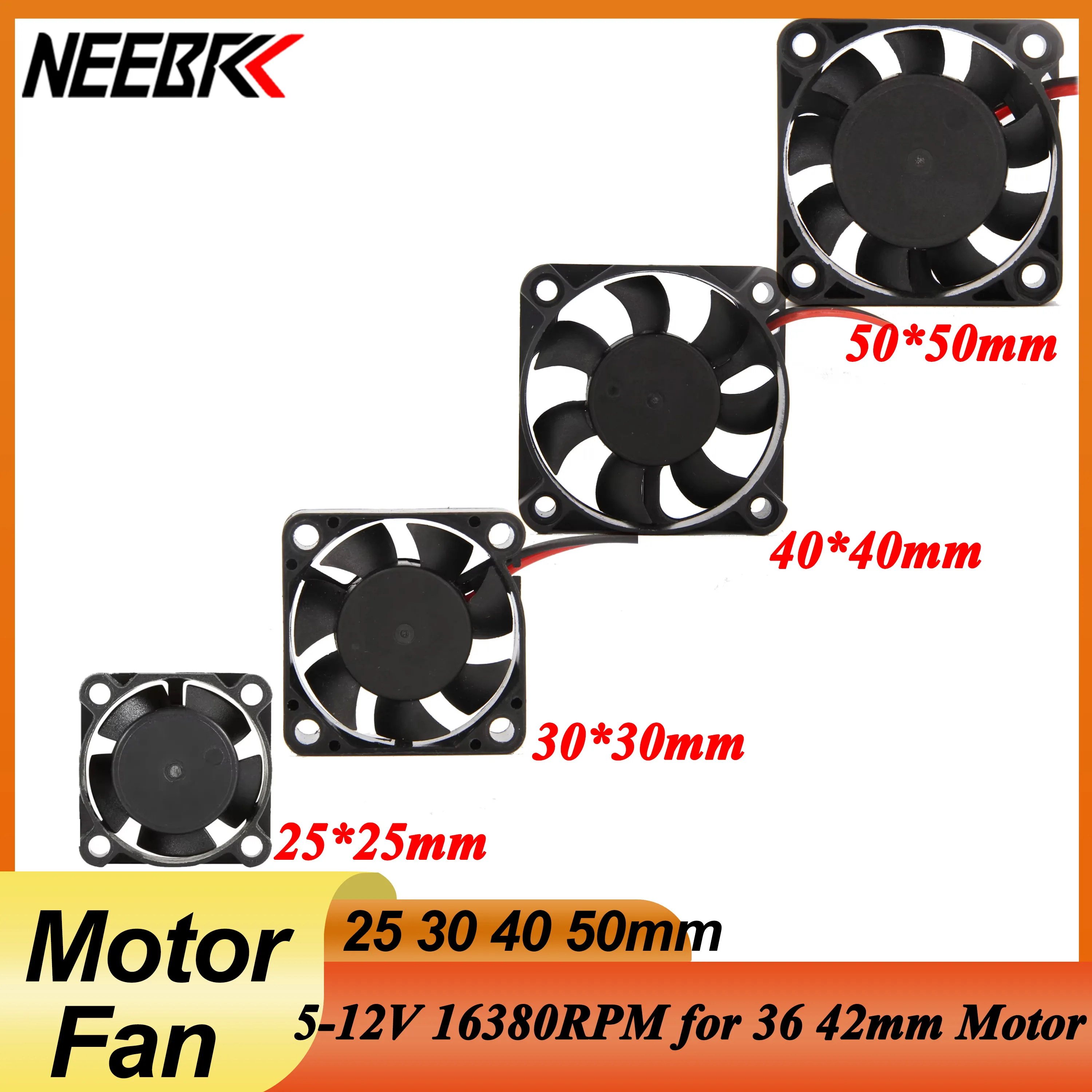 NEEBRC 25mm 30mm 40mm Fan 5-12V DC Heat Sink High Wind Rapid Cooling Max 16380RPM 30/60/120/150A ESC 36/42mm 3650 Motor Parts