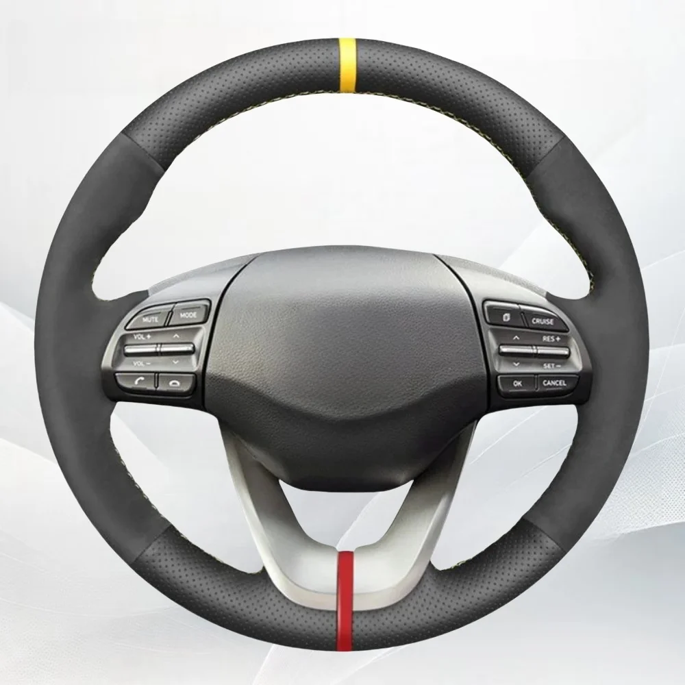 

Ручная работа, чехол на руль автомобиля, чехол на ручку, замша, натуральная кожа для Hyundai Veloster I30 Elantra 2017-2020, автомобильные аксессуары