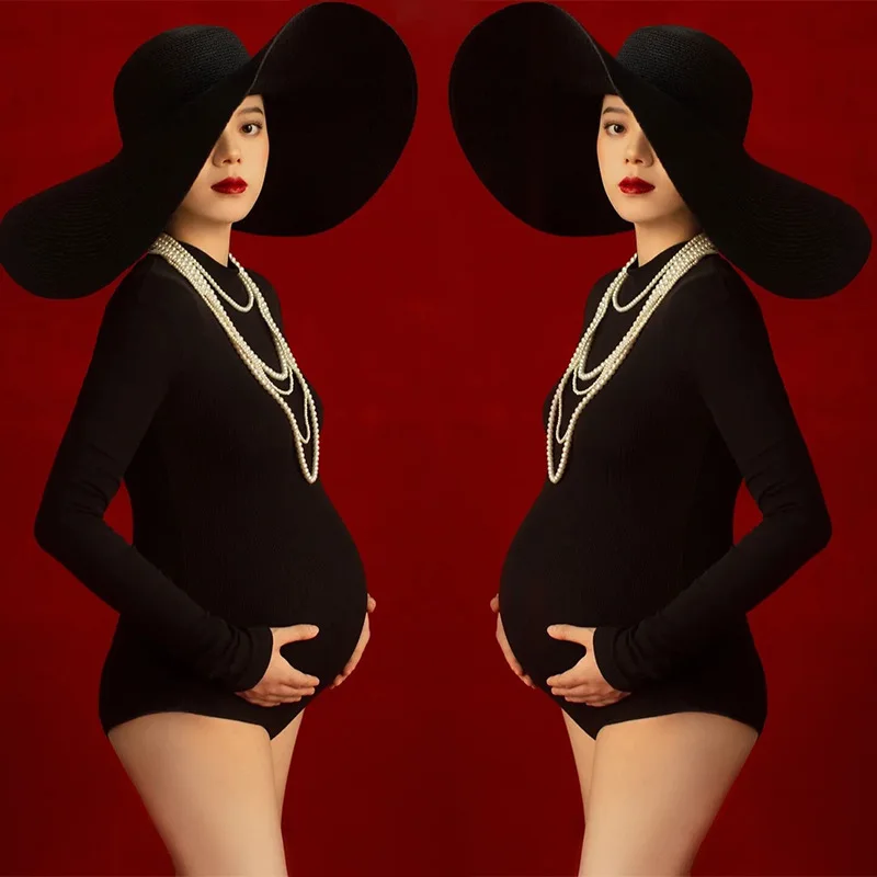 

Maternity Photography Props Clothes Necklace Hat Bodysuit Pregnancy Gown Set Bodysuit For Pregnant Women Clothing Photo Portrait