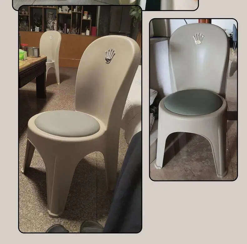 CZ Thickened Plastic Dining Chair Simple Backrest Stool Home PU Leather Chair Comfortable Backrest