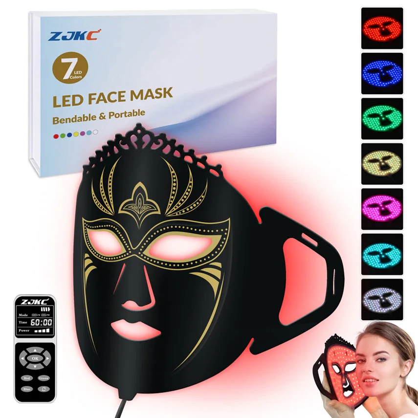 

ZJKC 7 Colors Red Light Therapy Machine Led Facail Mask Spa Phototherapy for Face Skin Rejuvenation Whitening Fine Lines