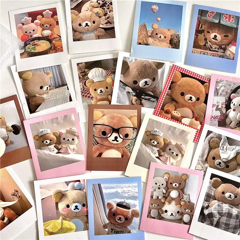 Early feeling relaxed bear Polaroid DIY decoration, packing card, hand account decoration,  Polaroid Instagram style