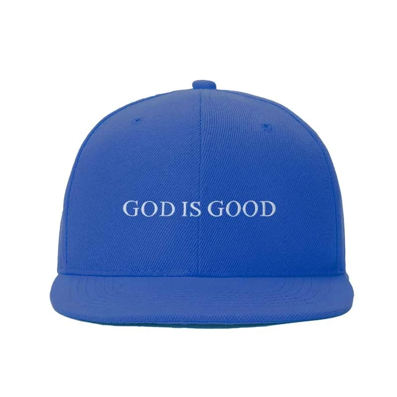 Men Women Unisex Flat Brim Snapback Cap God Is Good Christian Faith Letter Graphic Hat Minimal Adjustable Breathable