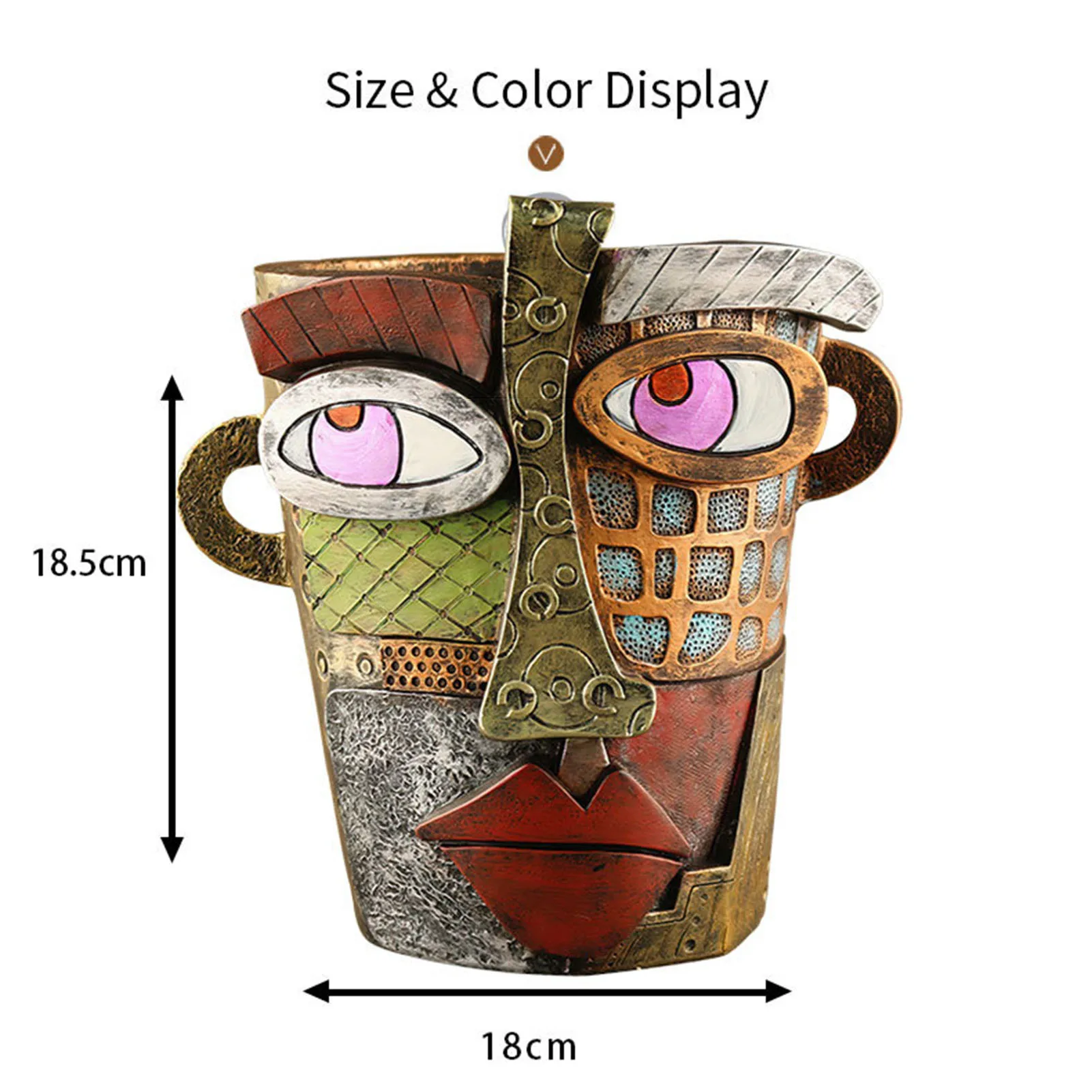 Retro Human Face Abstract Art Flower Pot Fashion Multi-Colored  Gardening  Garden Decorations Flower Pot Perfect for Festival G