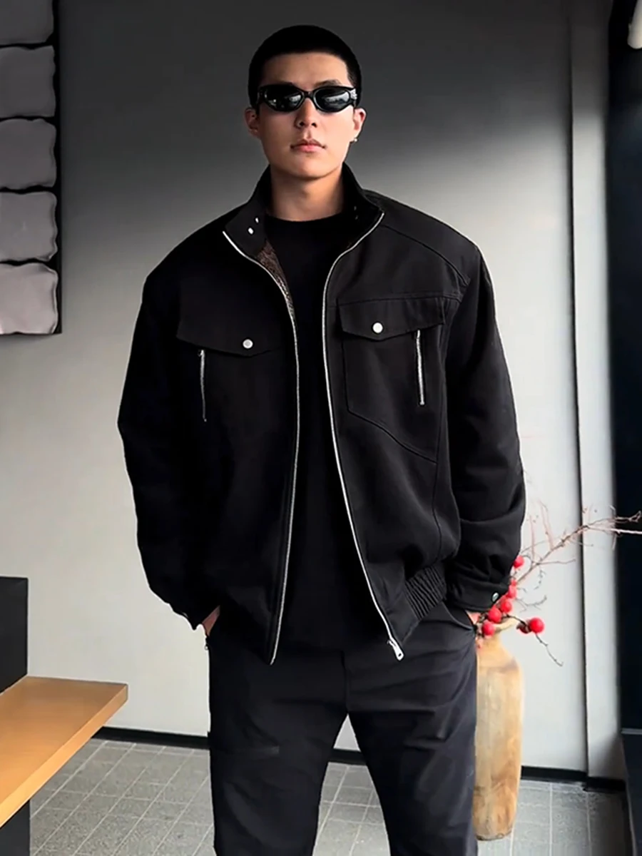 Warm Cotton Jacket for Men Snake Year Patchwork Beaver Winter Fleece Lined Youth Fashion Casual Long Sleeve Zipper Closure Ja...