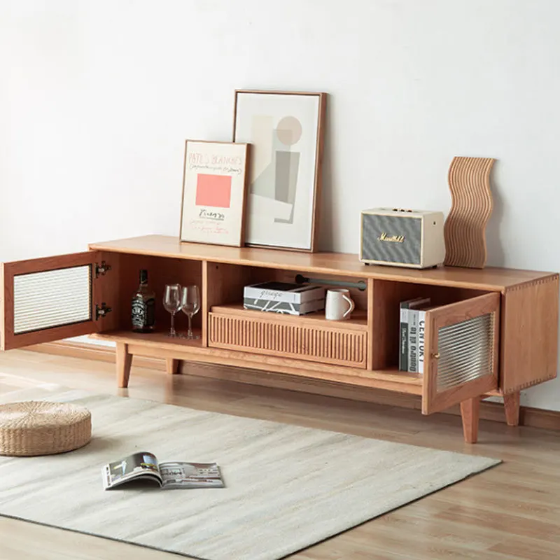 Mobile TV nordico in legno massello di ciliegio, moderno e semplice, tavolino da caffè in noce nera, combinazione di mobili per soggiorno