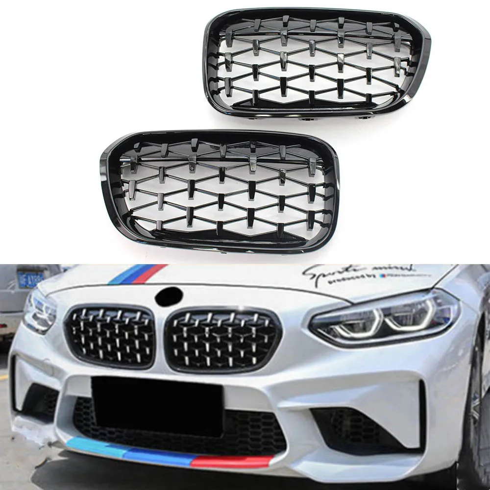 

Gloss Black Diamond Meteor Front Kidney Grill Fit For BMW F20 F21 LCI 15-17
