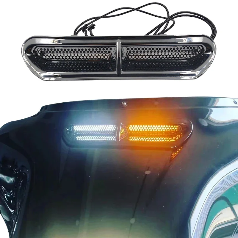 

Motorcycle Parts Metal Mesh Turn Signal Light LED Vent Trim Turn Light With Flow Signal for Street Glide Ultra Limited 2014-2023