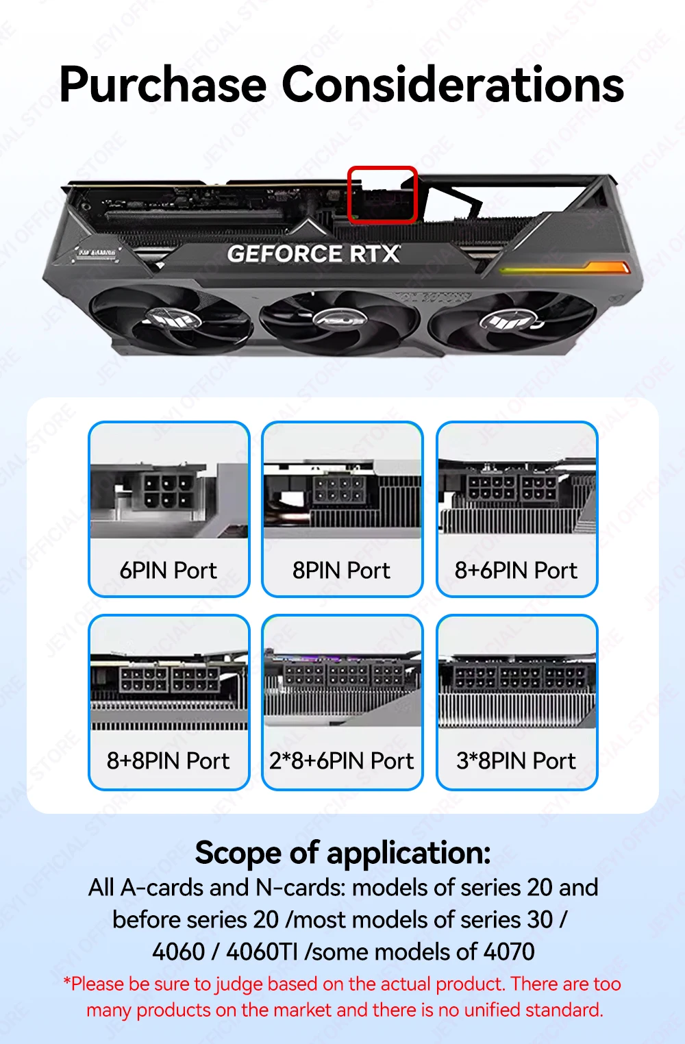 JEYI Netzteil-Verlängerungskabel-Set – 24-poliges ATX + 8-poliges EPS + 6 + 2-poliges PCIe, 18 AWG-Kupferdraht mit hochwertigem geflochtenen Schlauch und Kabelkämmen – Detail 3