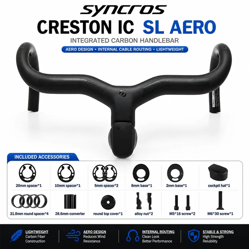 SYNCROS Carbon-Lenker für Rennräder Gebogener Lenker Integrierter Innenlenker 28,6/31,8mm Fahrradteile