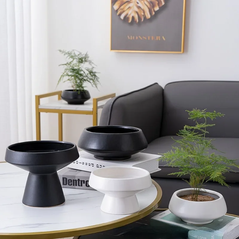 Ceramic Vase White Round Flower Pot Hydroponic Flower Arrangement Accessories Pot Container Home Decoration Flower Vases
