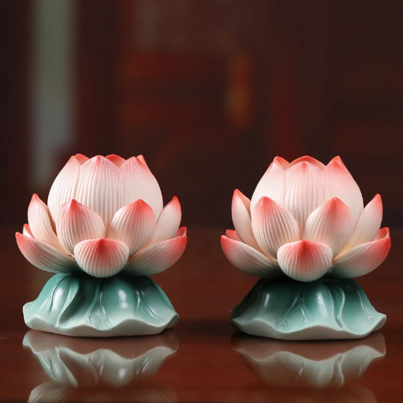 ceramica simulacao lotus castical estilo chines templos orar por bencaos salao budista e utensilios budistas feng shui 01