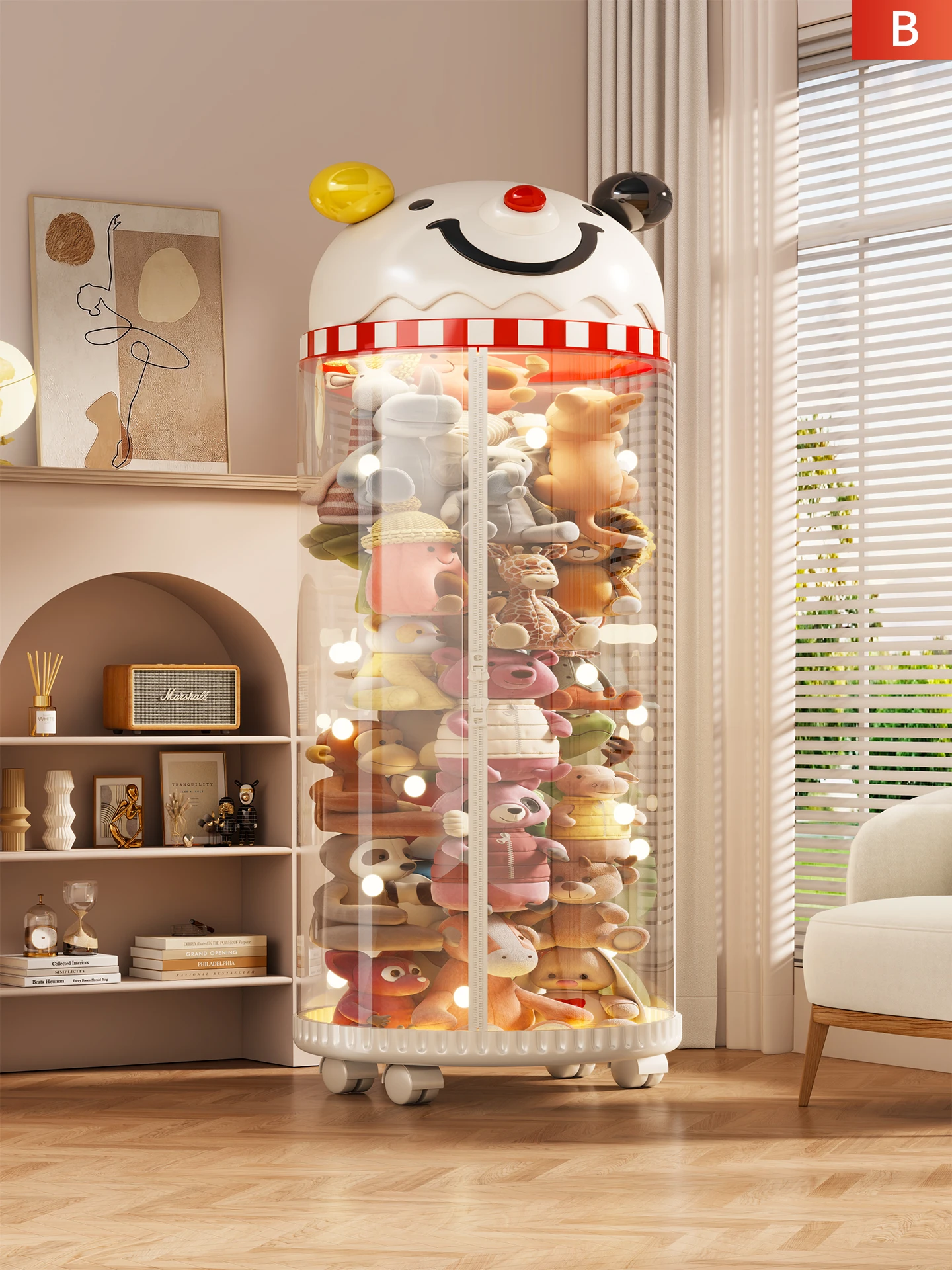 

Большая прозрачная сумка-органайзер на молнии для хранения кукол и мягких игрушек, домашняя, в скандинавском стиле, с мультяшным дизайном