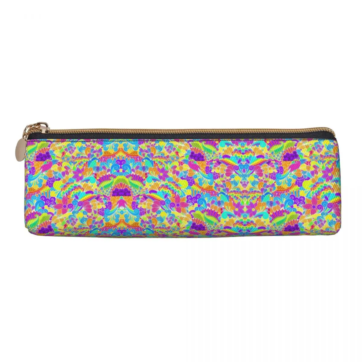 Lovely Pencil Case Retro Floral Pen Box Beautiful Hippie Design School Pencil Cases Child PU Leather Custom School Stationery