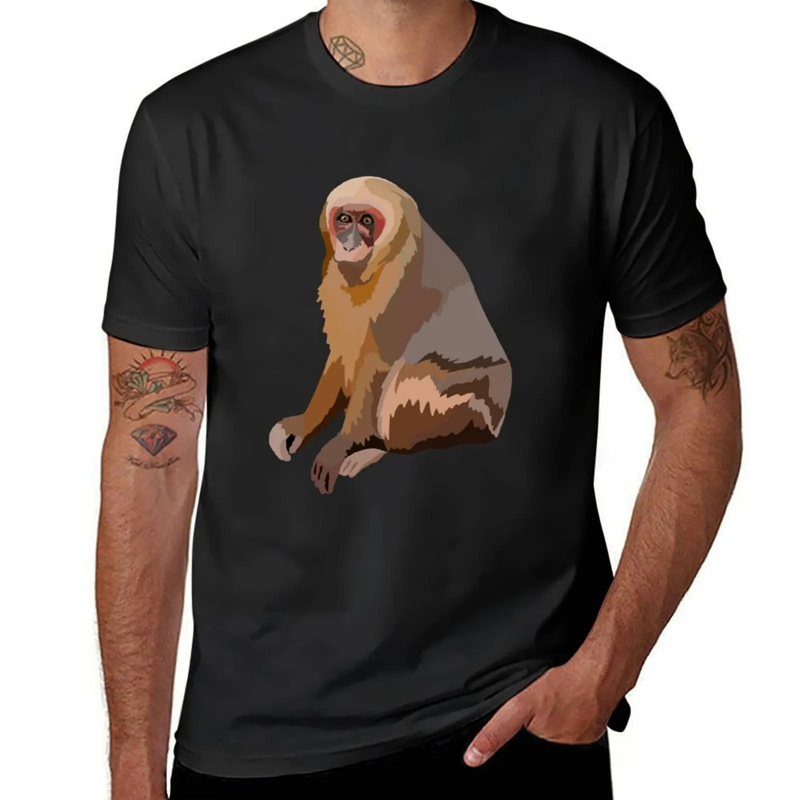 S is for Stump tailed macaque T-Shirt quick drying anime clothes mens funny t shirts