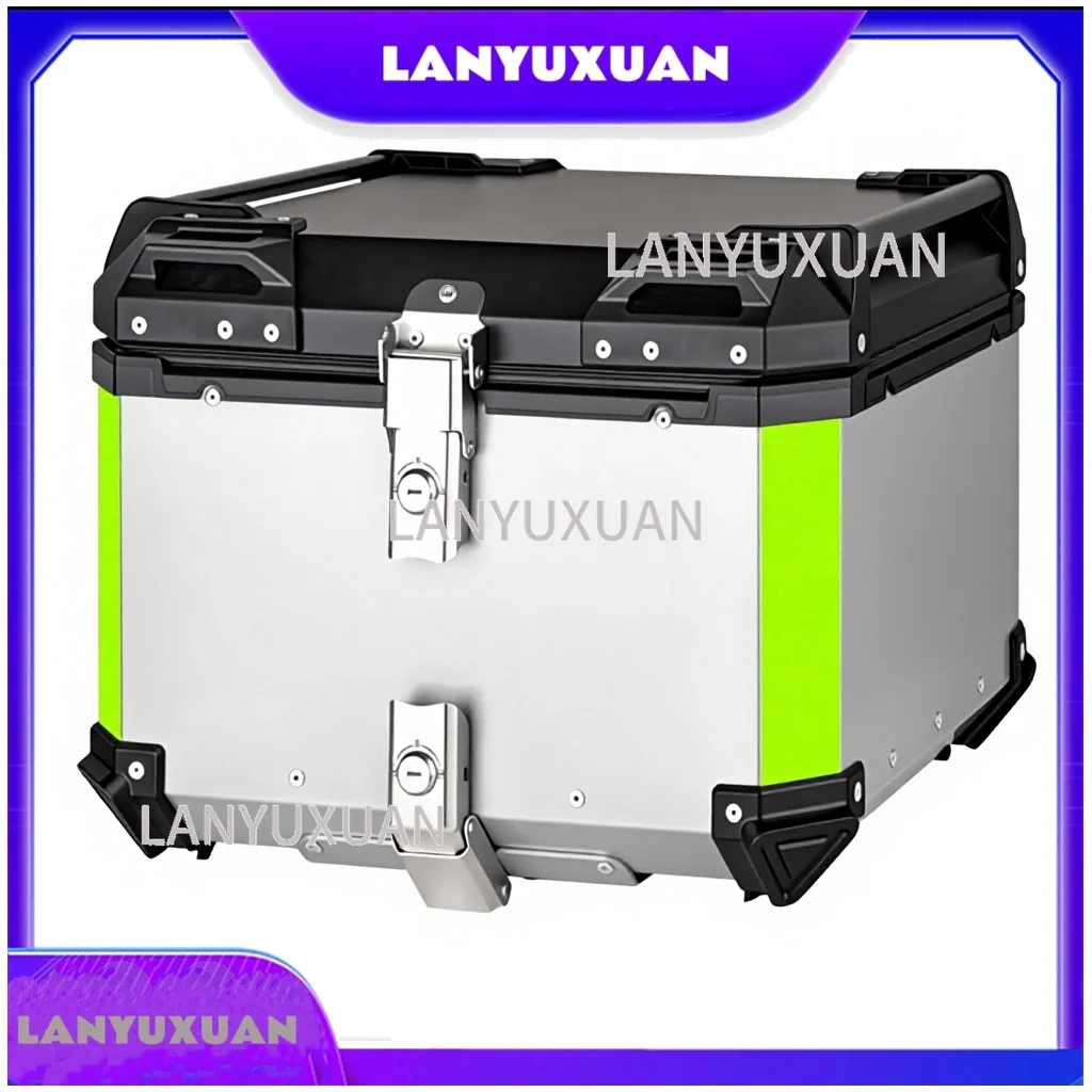 2026 JFG 56L Aluminium Alloy Motorcycle Tail Box, Waterproof Top Case & Rear Storage Trunk for Long Distance Touring Commuting