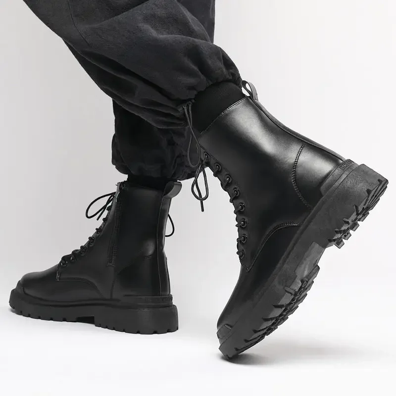 Botas impermeables de goma con cordones de cuero para hombre, zapatos clásicos, talla 44, diseñador Retro, promoción, nueva oferta de moda, 45