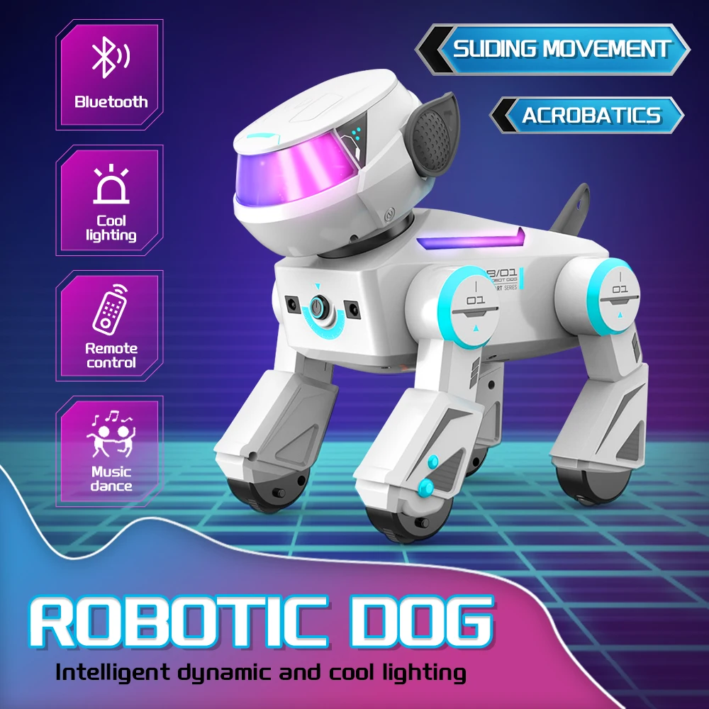 スマートロボット犬のおもちゃ Bluetooth 音楽ダンススタント かわいい電子ロボット犬のおもちゃ 子供のクリスマスギフト