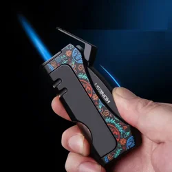 2024 HONEST Jet Torch Butane Lighter Turbo Metal Visible Gas Windproof Inflated Cigarette Cigar Lighter Gadgets For Men Smoking