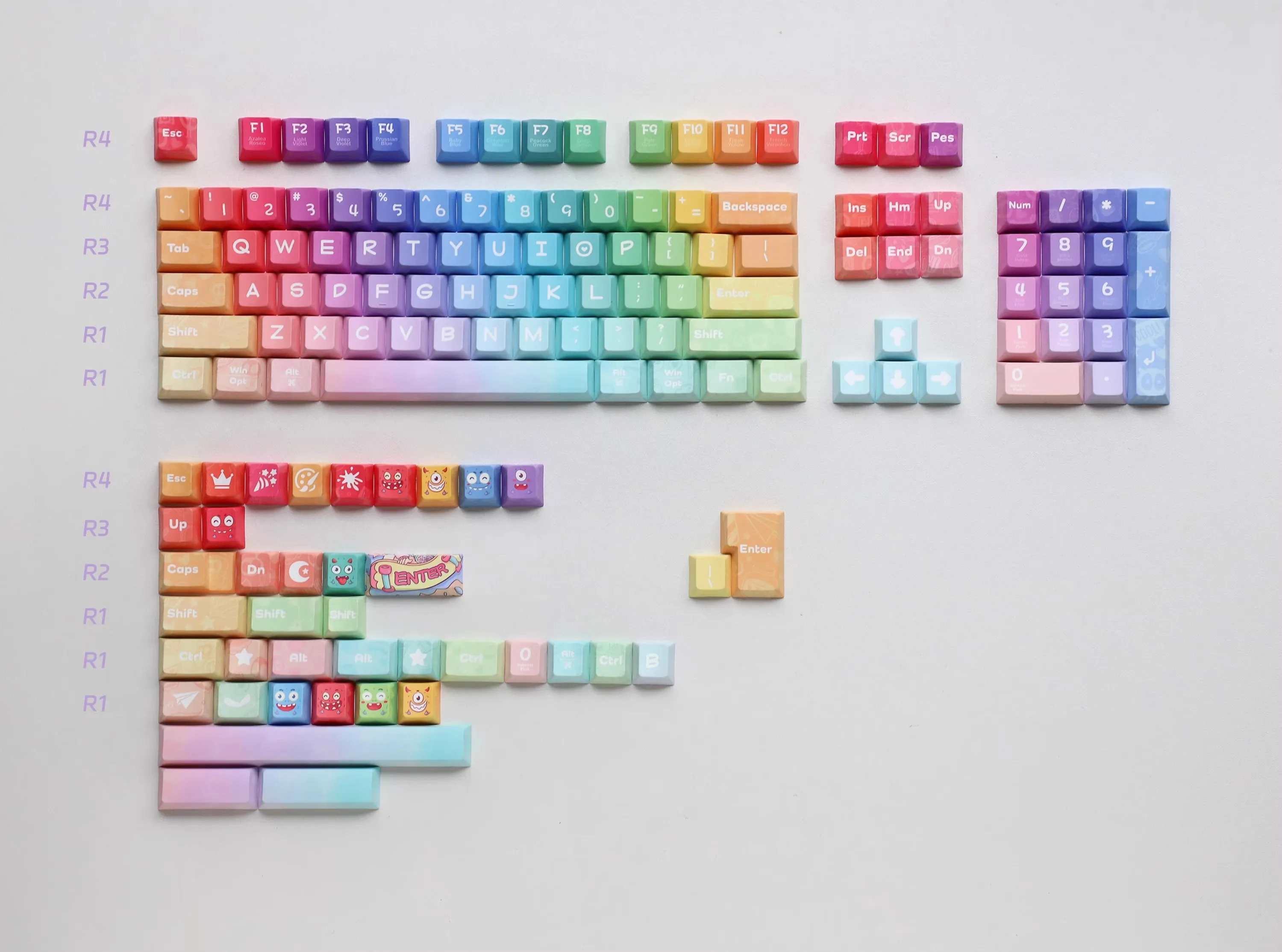 144 Keys/set Childhood Fantasies Keycaps PBT Cherry Profile Key Caps Colorful Rainbow Keycap For MX Switch Mechanical Keyboard